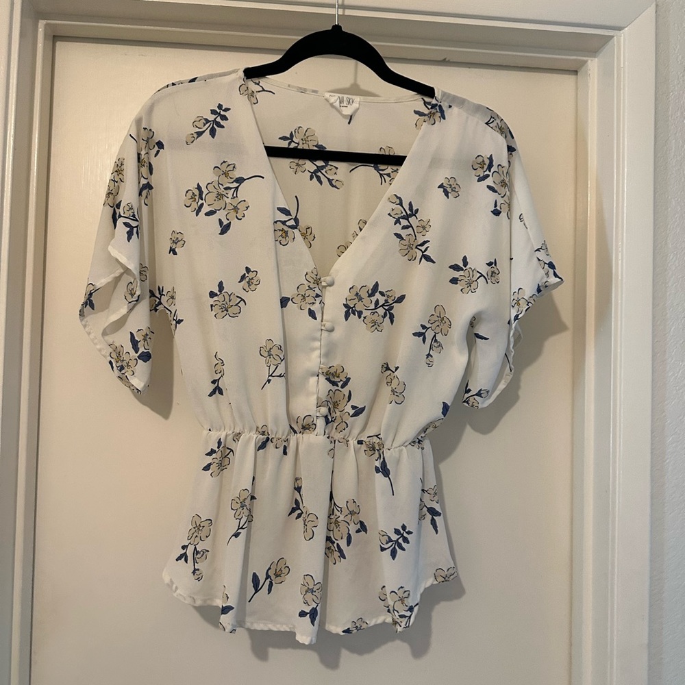 Sienna Sky ivory floral boho blouse